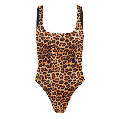 Room 24 Women's Black / Brown Luna One Piece Leopard-black Reversible In Black/brown