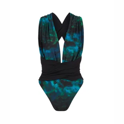 Room 24 Women's Blue / Black Rachel One Piece Peacock - Black In Blue/black