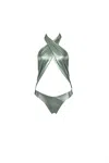 Room 24 Women's Green Carol One Piece Military Metallic In Green