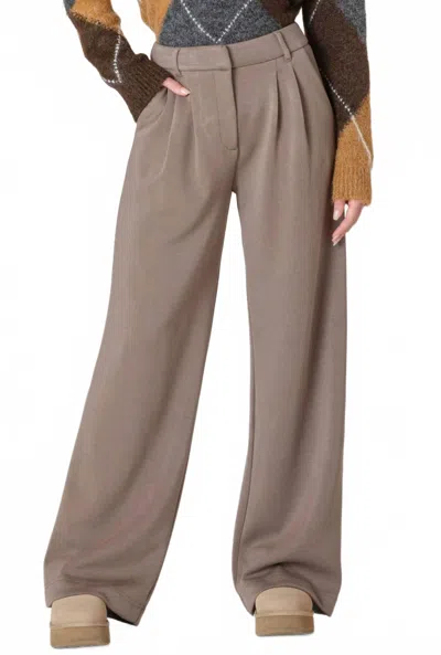 Room 34 Women's Wide Leg Knit Trousers In Dark Taupe In Brown