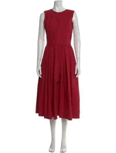 Pre-owned Room 502 Crew Neck Long Dress In Red