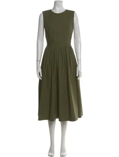 Pre-owned Room 502 Crew Neck Midi Length Dress In Green