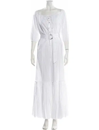 Pre-owned Room 502 Scoop Neck Long Dress In White