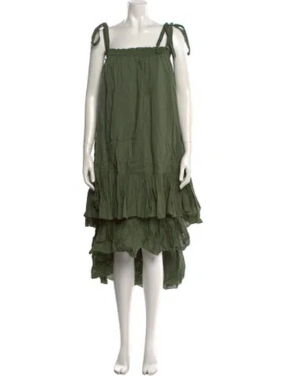 Pre-owned Room 502 Square Neckline Midi Length Dress W/ Tags In Green