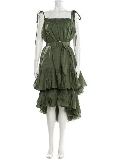 Pre-owned Room 502 Square Neckline Midi Length Dress W/ Tags In Green