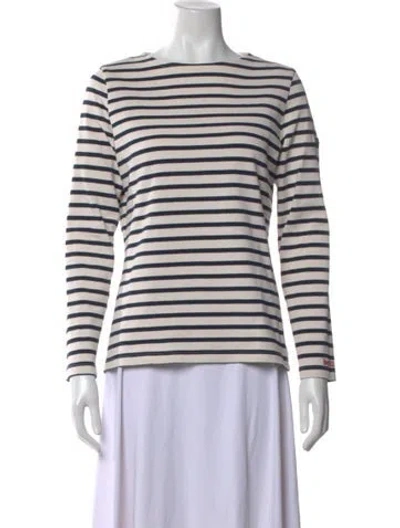 Pre-owned Room 502 Striped Crew Neck T-shirt In Neutral
