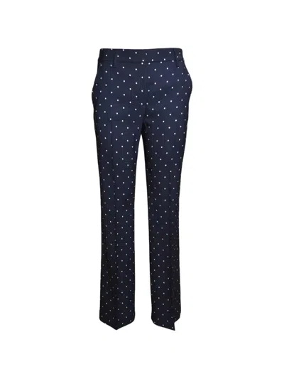 Room 52 Polka-dot Straight-leg Trousers In Blue
