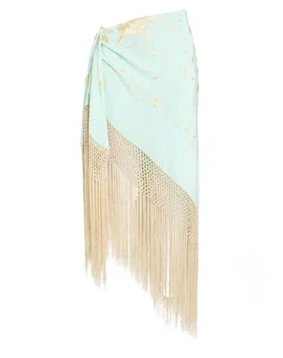 Room 717 Woman Midi Skirt Light Green Size S Silk