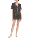 Room Service 2pc Aspen Pajama Shirt & Short Set In Black