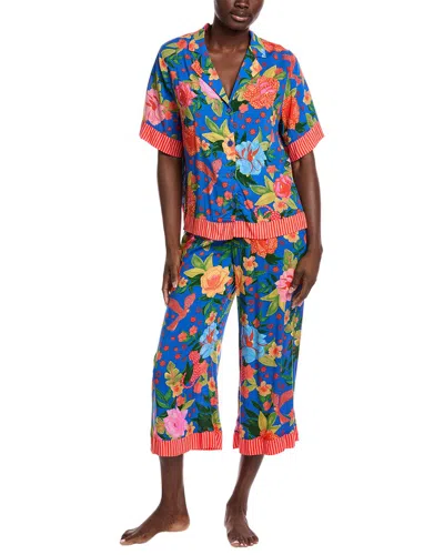 Room Service 2pc Georgia Cropped Pajama Set In Blue