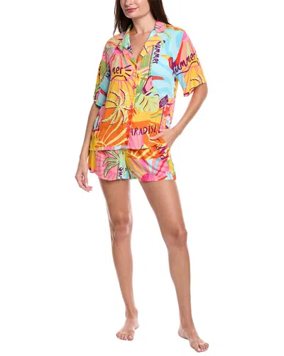 Room Service 2pc Georgia Shirt & Short Pajama Set In Multi