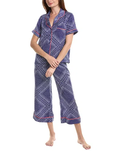 Room Service 2pc Top & Crop Pant Pajama Set In Blue