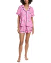 Room Service 2pc Victoria Short Pajama Set In Pink