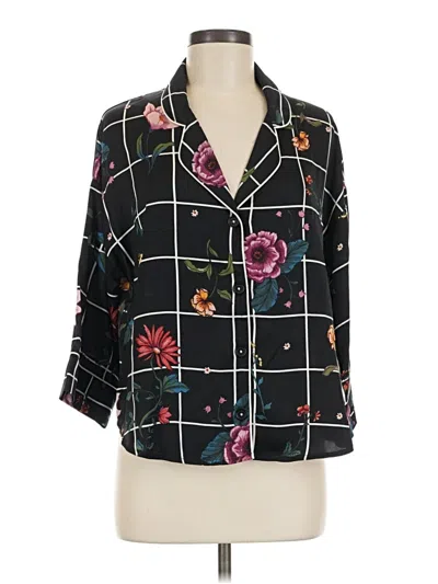 Pre-owned Room Service 3/4 Sleeve Button Down Shirt In Black