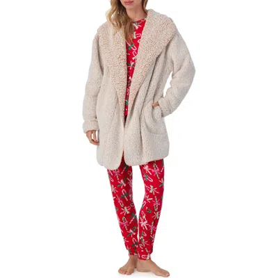 Room Service Pjs Hooded Fleece Lounge Jacket In Gray