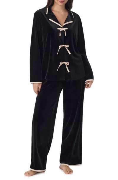 Room Service Pjs Long Sleeve Notch Collar Pajamas In Black