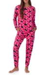 Room Service Pjs Long Sleeve Print Pajamas In Pink