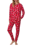 Room Service Pjs Long Sleeve Print Pajamas In Red