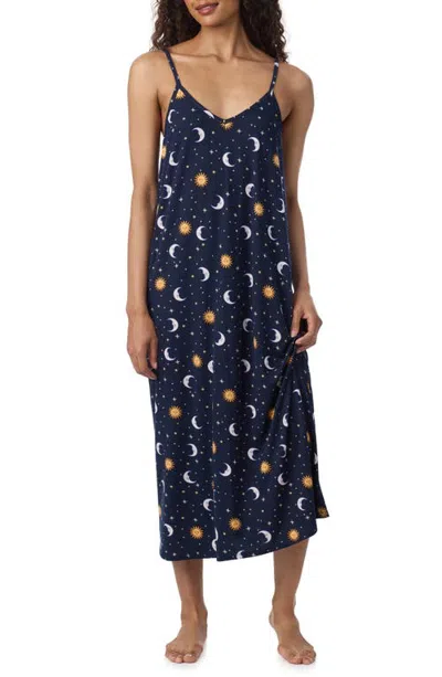 Room Service Pjs Low Back Stretch Satin Chemise In Blue