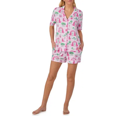 Room Service Pjs Piped Print Short Pajamas In White