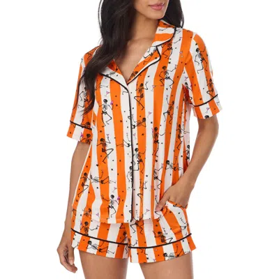 Room Service Pjs Print Boxer Pajamas In Orange