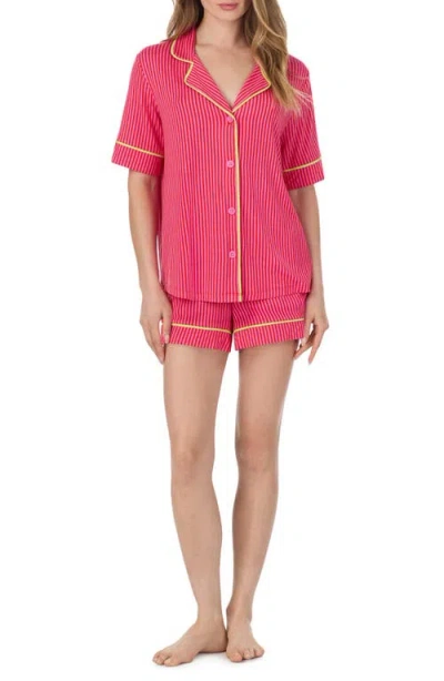 Room Service Pjs Print Boxer Pajamas In Pink