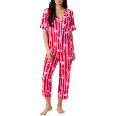 Room Service Pjs Print Crop Pajamas In Pink