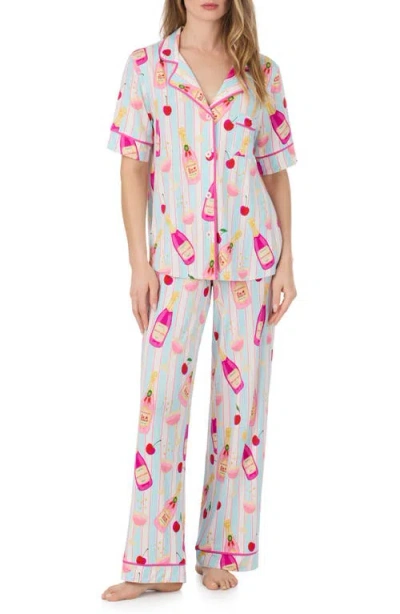 Room Service Pjs Print Long Pajamas In Blue