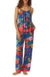 Room Service Pjs Print Long Pajamas In Blue Floral