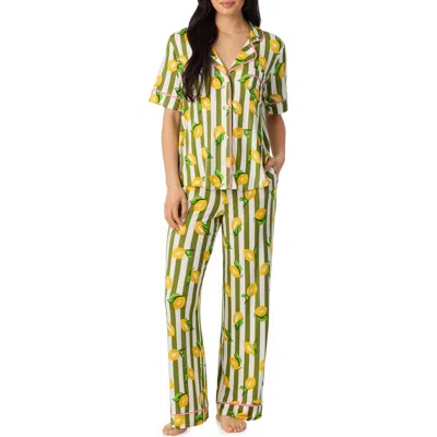Room Service Pjs Print Long Pajamas In Green