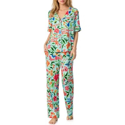 Room Service Pjs Print Long Pajamas In Green