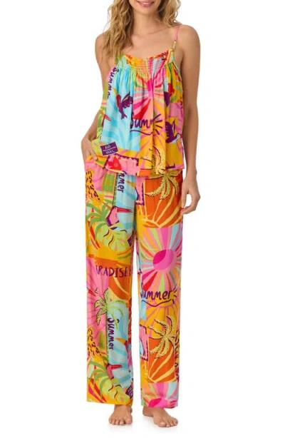 Room Service Pjs Print Long Pajamas In Multi Pattern