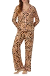 Room Service Pjs Print Long Sleeve Long Pajamas In Brown