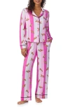 Room Service Pjs Print Long Sleeve Long Pajamas In Pink