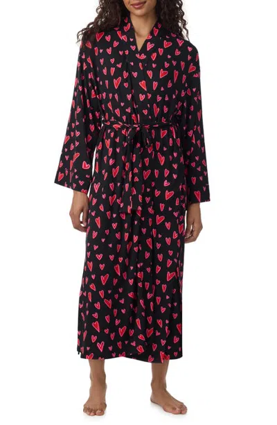 Room Service Pjs Print Maxi Robe In Black Pt
