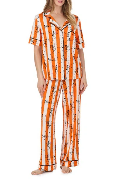 Room Service Pjs Print Pajamas In Orange
