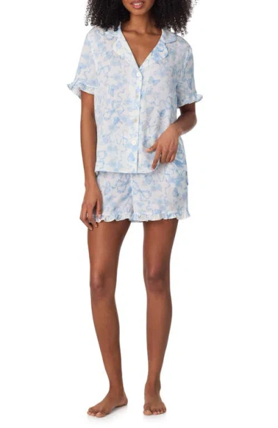 Room Service Pjs Print Ruffle Trim Short Pajamas In Multi