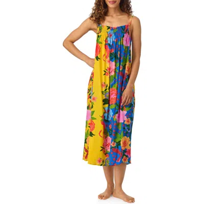 Room Service Pjs Smocked Print Nightgown In Multi Flower