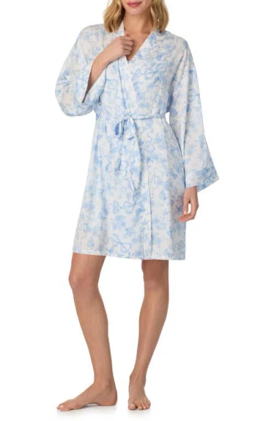 Room Service Pjs Tess Butterflies & Bows Print Short Robe In Blue