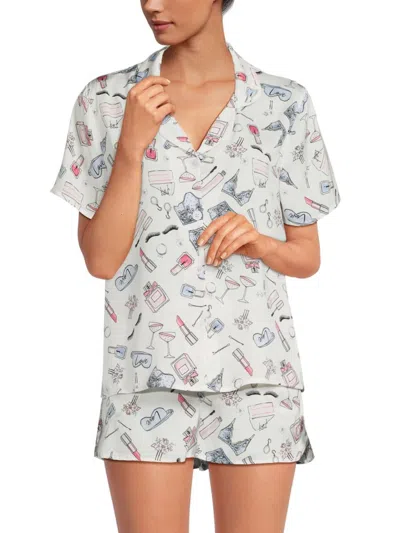 Room Service Women's 2-piece Print Pajama Set In White Multi