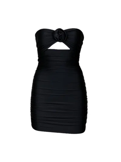 Room76 3d Rose Cut-out Mini Dress In Black