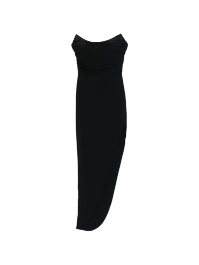 Room76 Asymmetrical-hem Strapless Maxi Dress In Black
