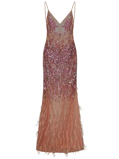 Room76 Beaded And Feathered Embellished Dress In Pink