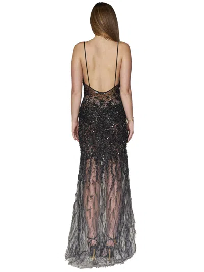 Room76 Beaded Feather-embellished Mermaid Dress In Black