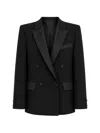 Room76 Double-breasted Peak-lapel Jacket In Black