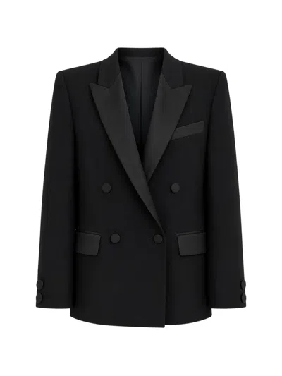 Room76 Double-breasted Peak-lapel Jacket In Black