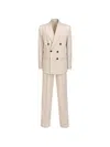 Room76 Double-breasted Pinstripe-pattern Suit In Neutral