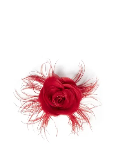 Room76 Feather-embellished Brooch In Red