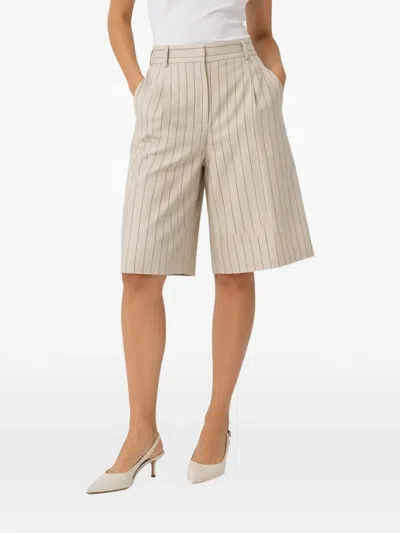 Room76 Nizza Pinstripe-pattern Pleated Shorts In Neutral