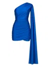 Room76 One-shoulder Draped Mini Dress In Blue